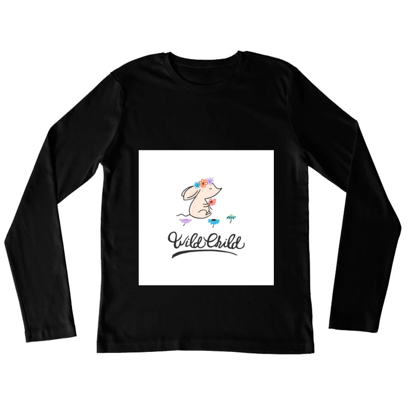 Lapin Enfant Sauvage avec Fleurs Femme Manches Longues T-Shirt