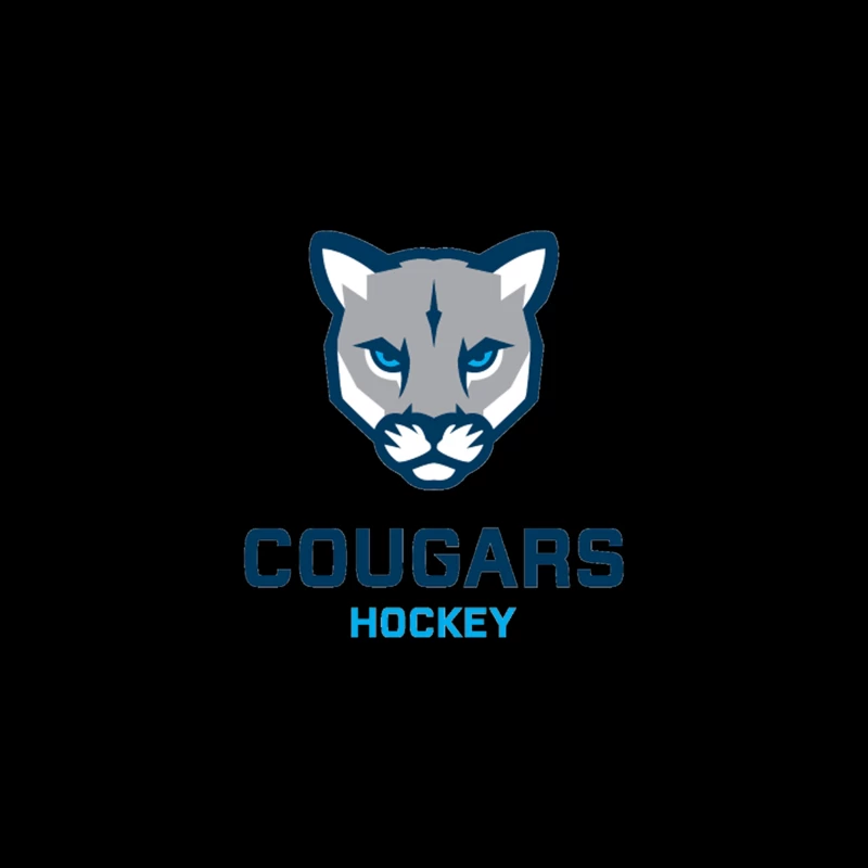 Cougars Hockey Team Logo with Blue and Gray Cougar Head Design Desk Mat