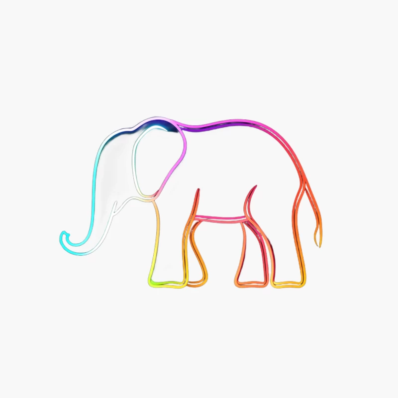 Colorful Abstract Elephant Outline Art Cotton Tote Bag
