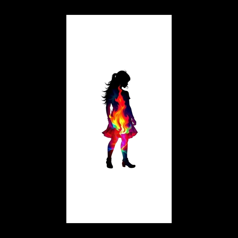 Vibrant Rainbow Fire Silhouette of Woman in Dress iPhone Case