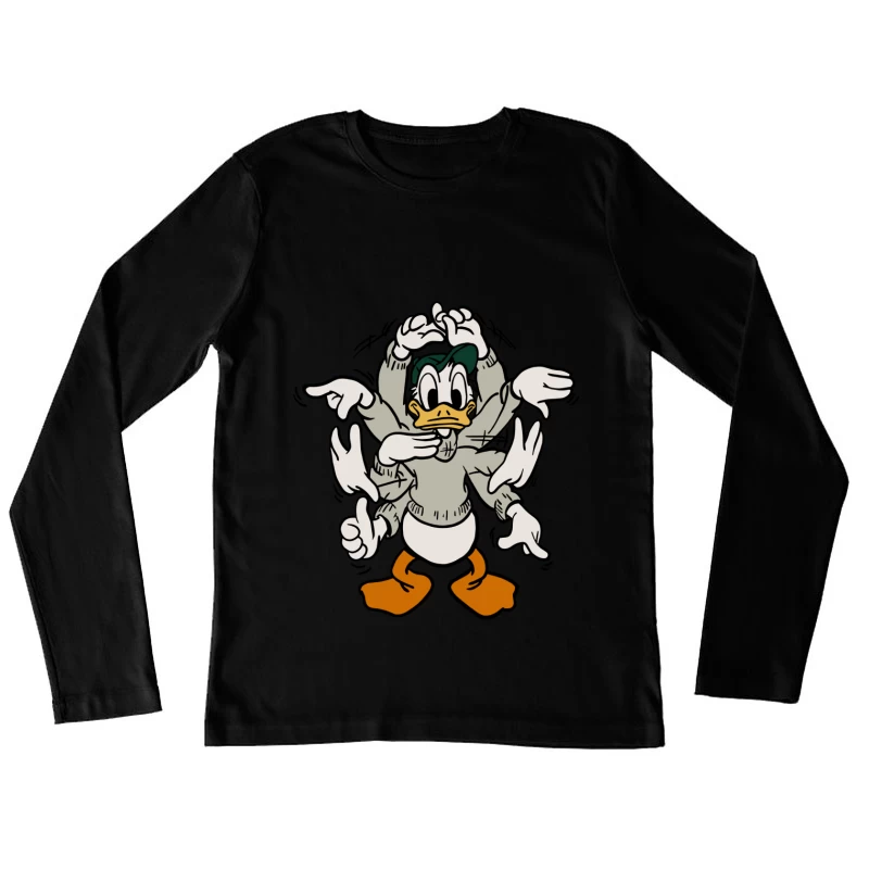 Comicfigur mit mehreren Armen Damen Langarm T-Shirt