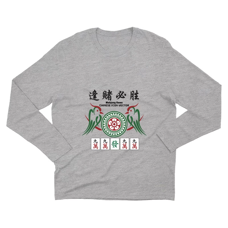 Glückssymbole und Mahjong Steine Herren Langarm T-Shirt