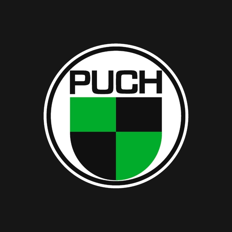 Vintage Puch Motorcycle Company Logo with Green and Black Shield Design Female Long Sleeve T-Shirt