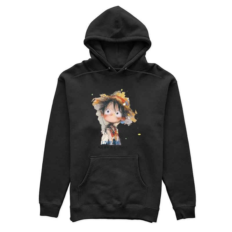 Illustration d'un personnage de dessin animé avec un chapeau de paille Femme Sweat à capuche