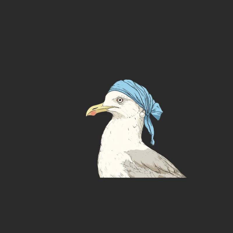 Artistic Seagull Wearing Blue Bandana Illustration Baseball Cap