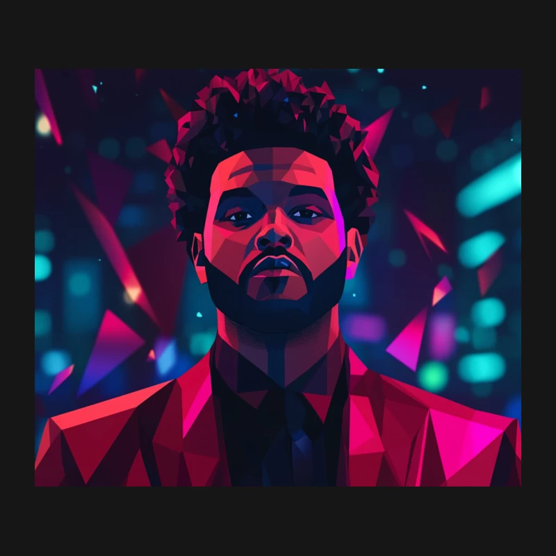 Vibrant Geometric Portrait of Pop Musician in Neon Lights Mouse Pad