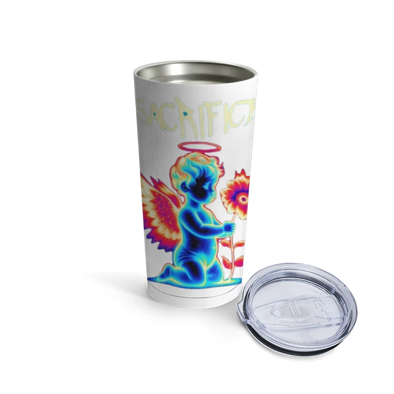 Neon Angel with Rainbow Wings - Sacrifice Art Travel Mug