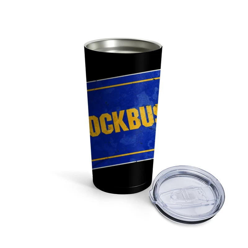 Vintage Blockbuster Video Rental Store Logo Ticket Travel Mug