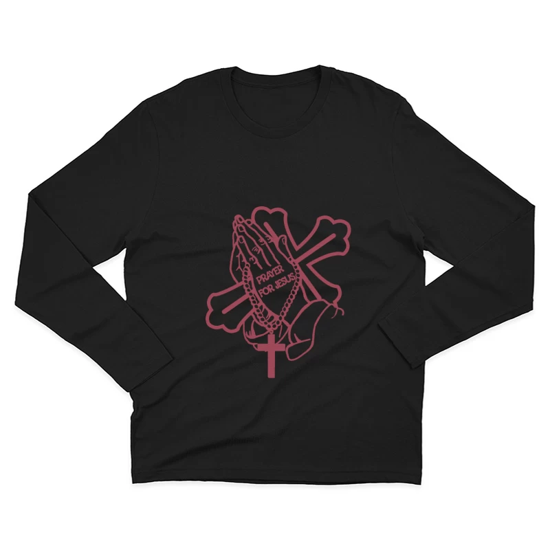 Betende Hände mit Kreuz und Rosenkranz Herren Langarm T-Shirt