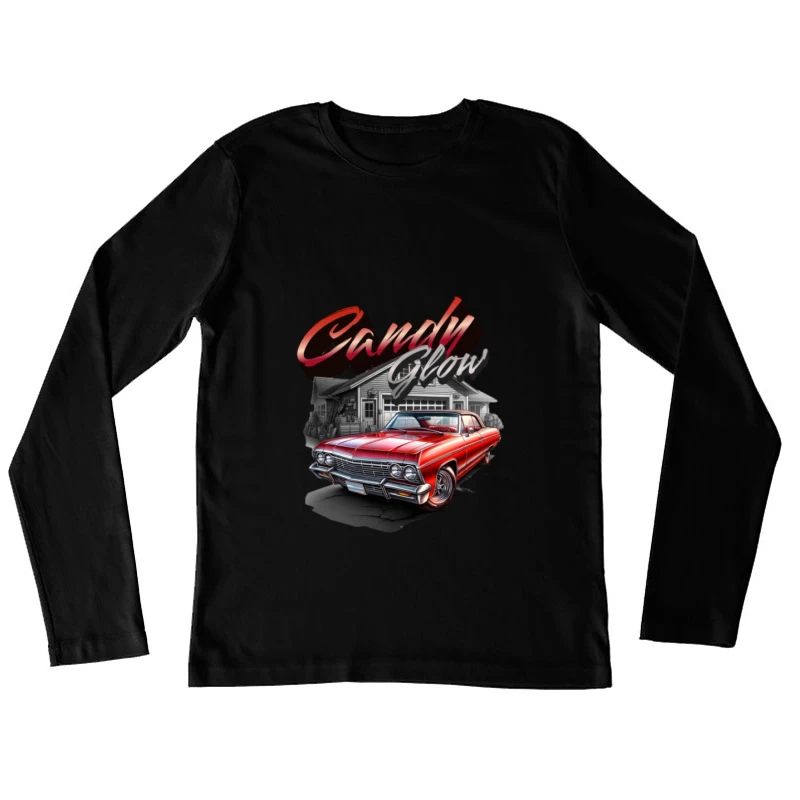 Candy-Lackauto vor Garage Damen Langarm T-Shirt