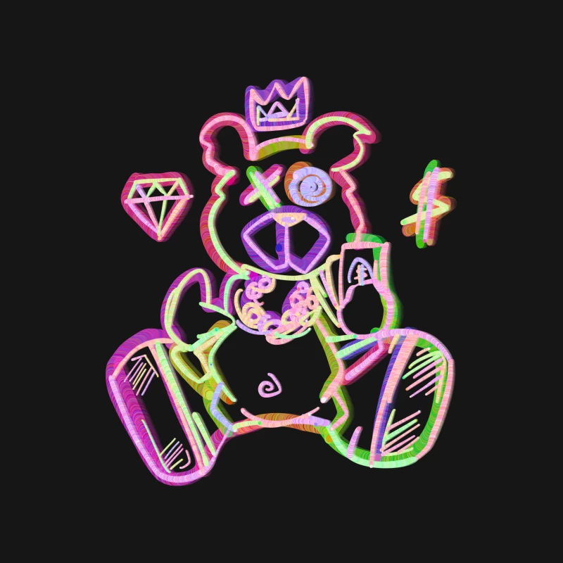 Neon Bärenkunst mit Kronen und Schmuck Herren Langarm T-Shirt