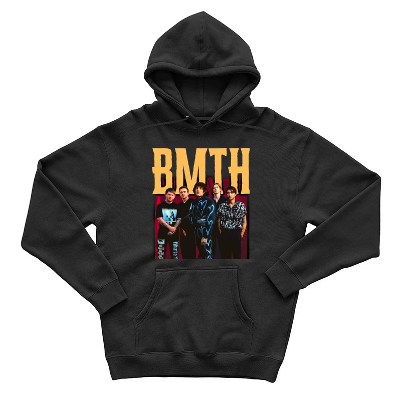 Bring Me The Horizon Band Promotional Photo With Yellow Text Male Pullover Hoodie