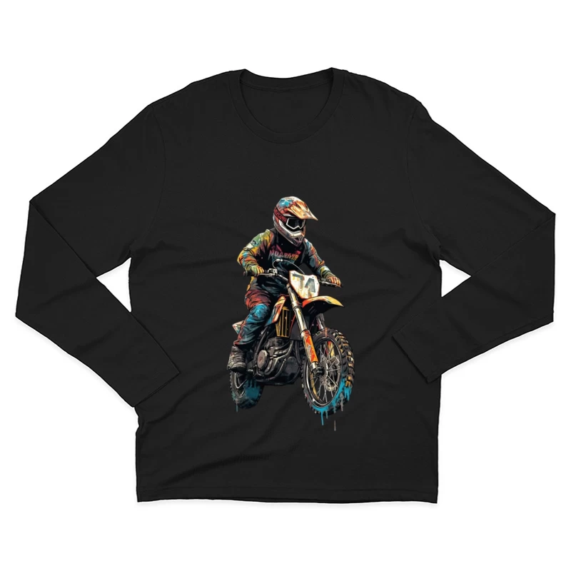 Dynamic Motocross Rider in Action Male Long Sleeve T-Shirt