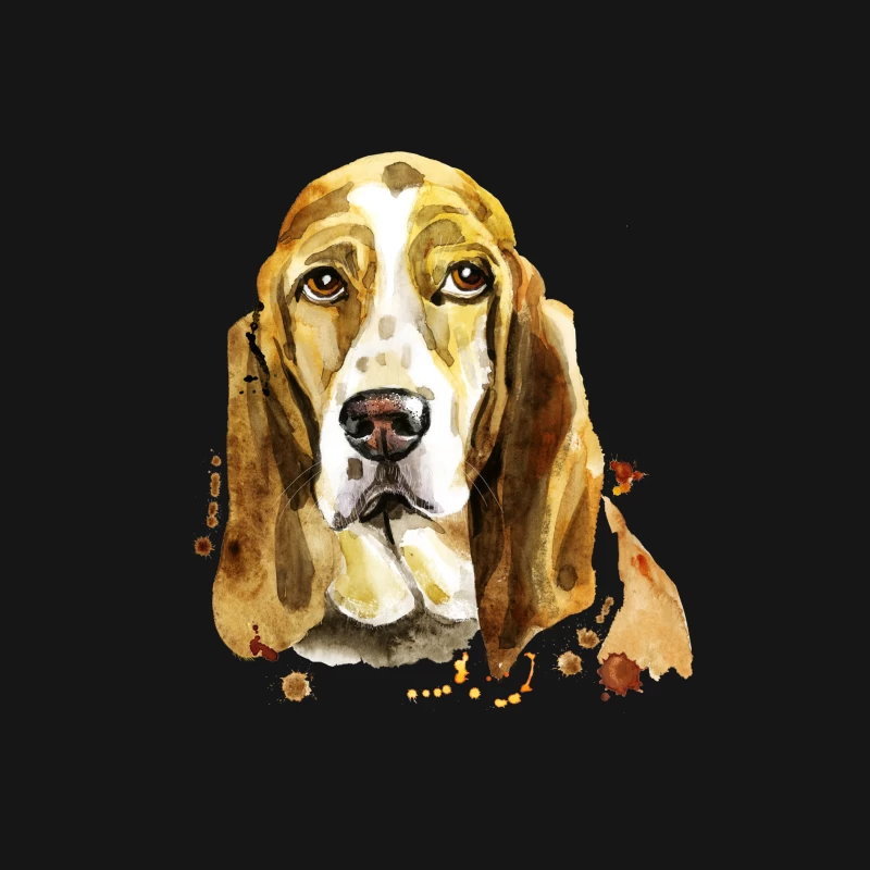 Portrait artistique de chien Basset Homme Manches Longues T-Shirt