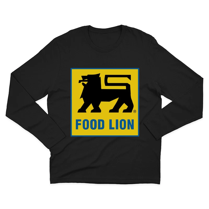 Food Lion Supermarket Chain Logo with Black Lion on Yellow Background Male Long Sleeve T-Shirt