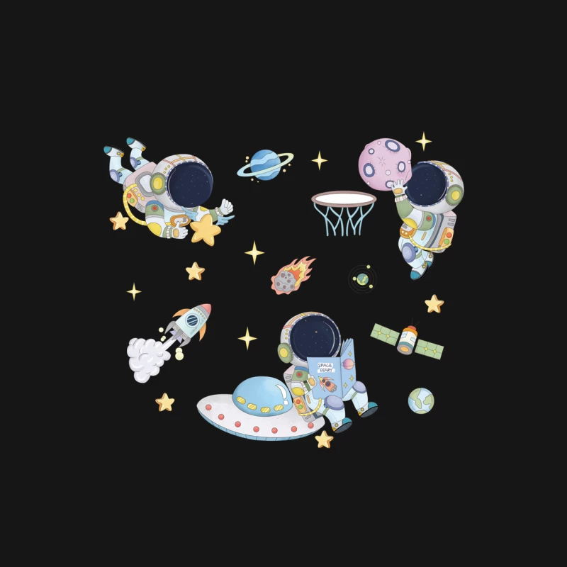 Niedliche Astronauten im Weltraum-Abenteuer Herren T-Shirt