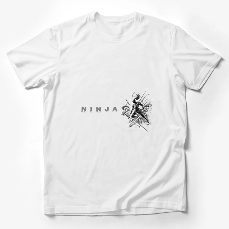 Ninja Artwork in Black and White Male T-Shirt
