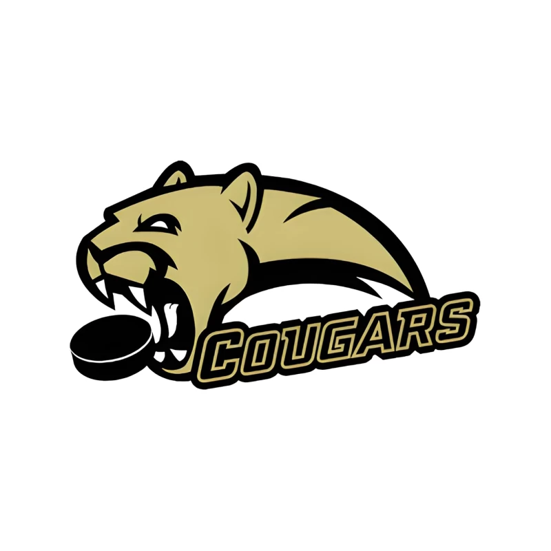 Gold and Black Cougar Hockey Team Mascot Logo Tapestry