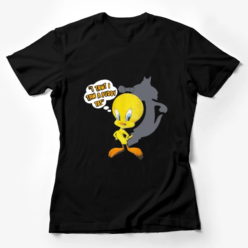 Oiseau jaune avec ombre et citation Femme T-Shirt