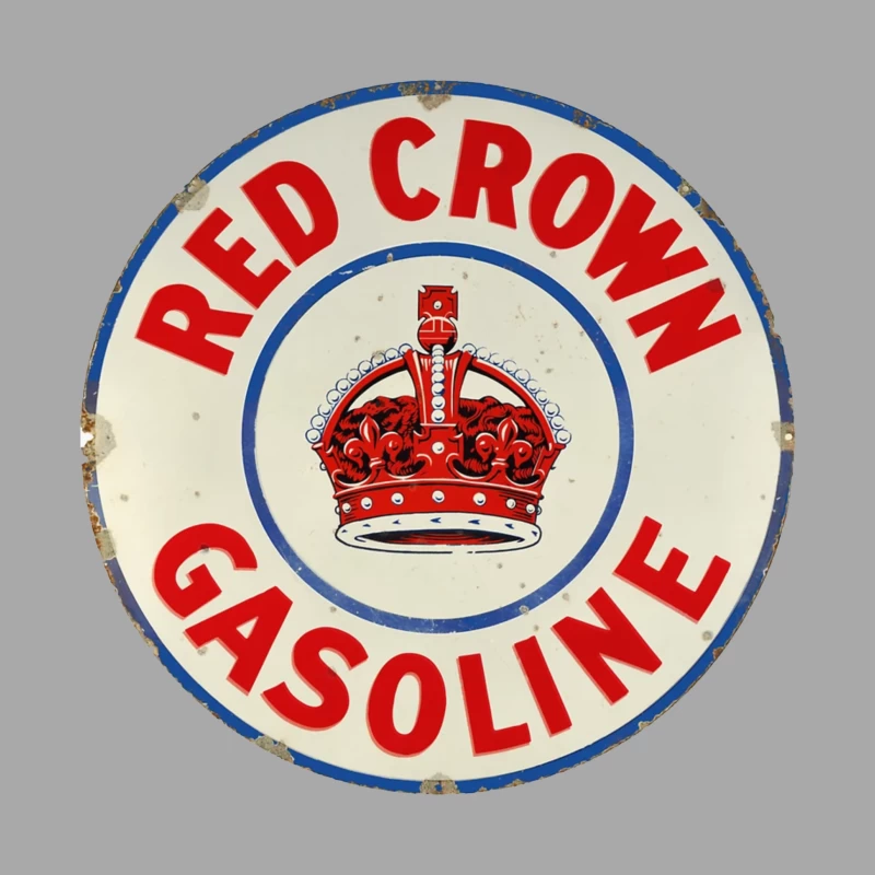 Vintage Red Crown Gasoline Round Metal Sign with Royal Crown Logo Male Pullover Hoodie