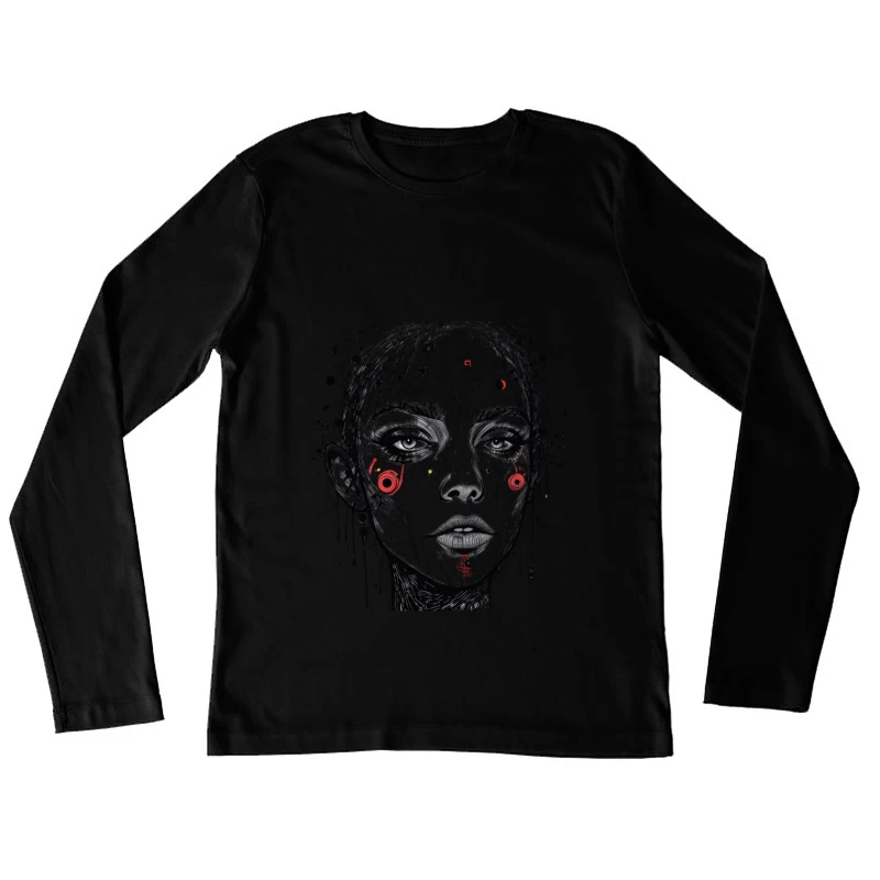 Futuristic Abstract Portrait Illustration Female Long Sleeve T-Shirt