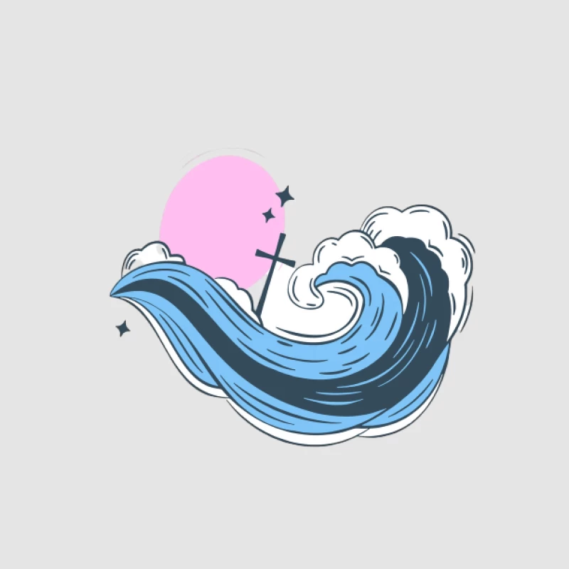 Illustration de Vague et Lune Femme Sweat à capuche