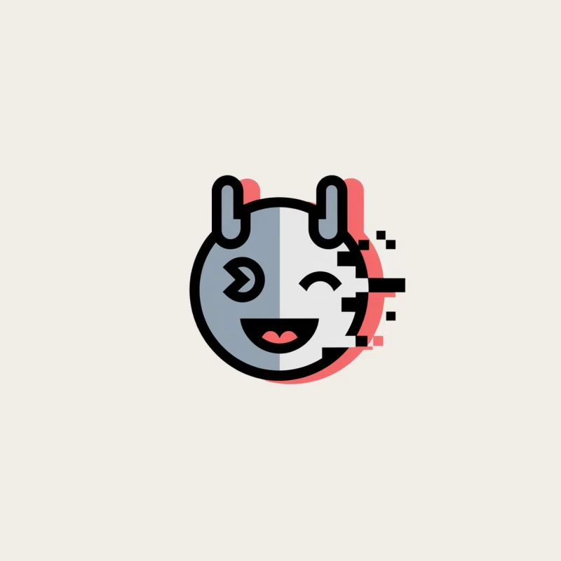 Glitched Rabbit Emoji Digital Art Icon Bucket Hat