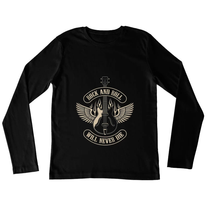 Rock and Roll Guitar Design Female Long Sleeve T-Shirt