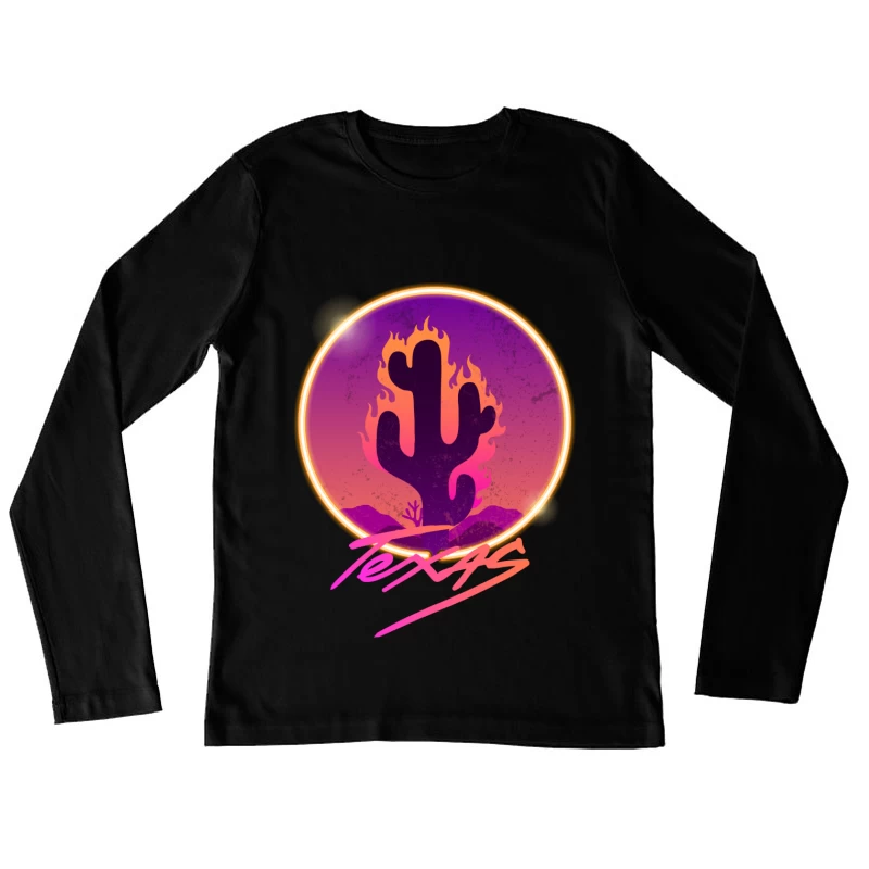 Cactus en feu au crépuscule Femme Manches Longues T-Shirt
