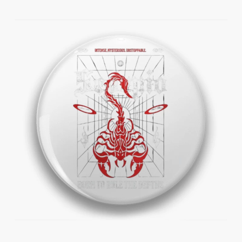 Red Mystical Scorpion with Geometric Pattern Pin