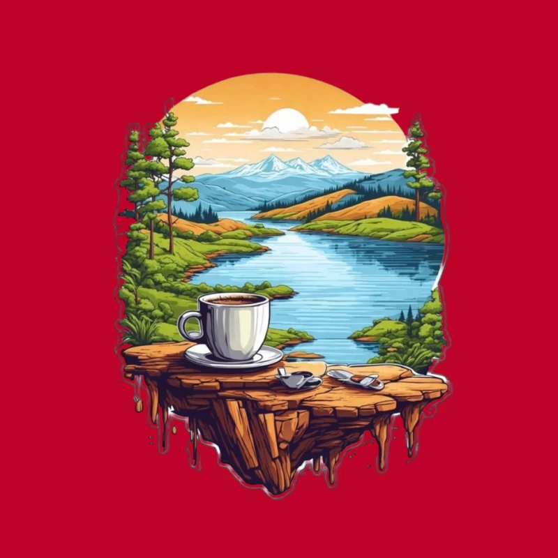Scenic Coffee Landscape Pin