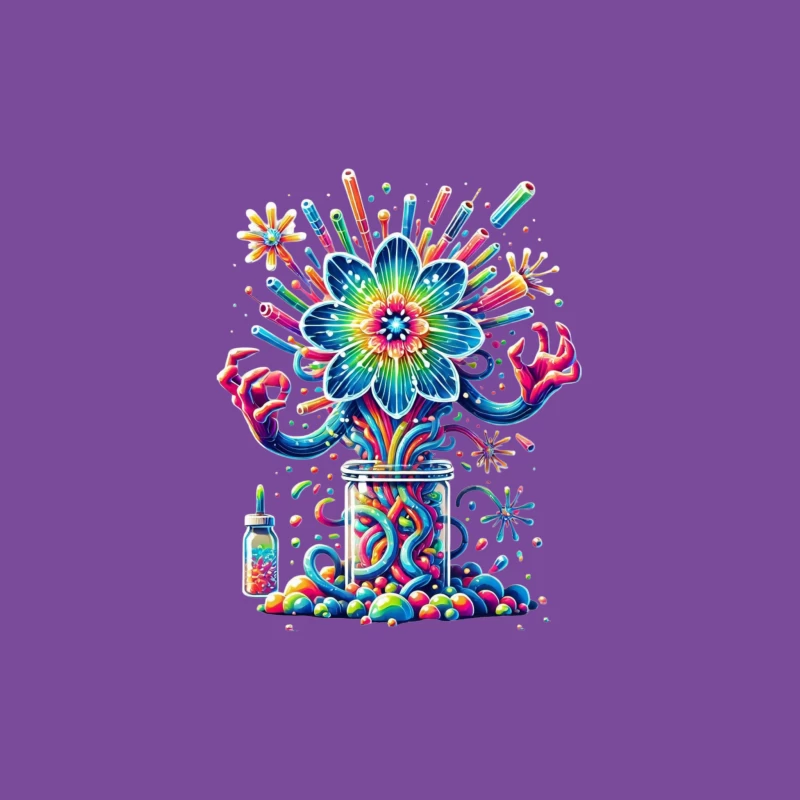 Vibrant Rainbow Flower Explosion from Mason Jar Male T-Shirt