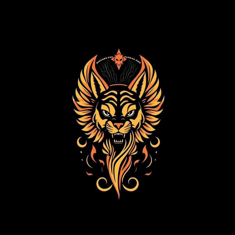 Fierce Winged Lion Illustration Tapestry
