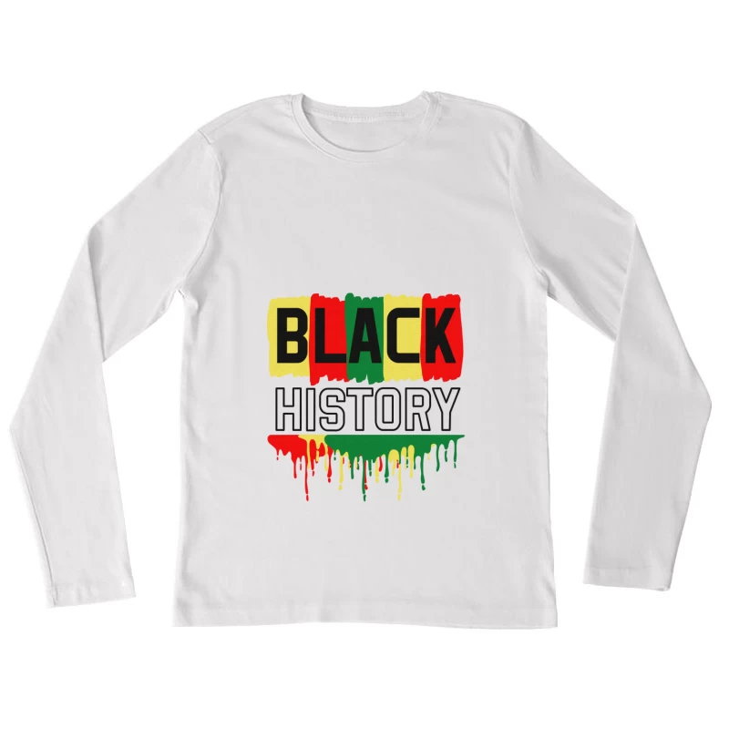 Black History Design mit Farben Rot, Gelb und Grün Damen Langarm T-Shirt