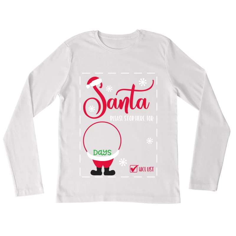 Compte à rebours de Noël avec liste des gentils Femme Manches Longues T-Shirt