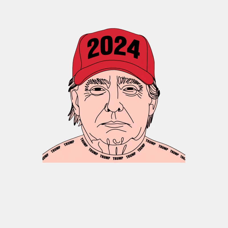 2024 Political Campaign Illustration with Red Cap Male Tank Top