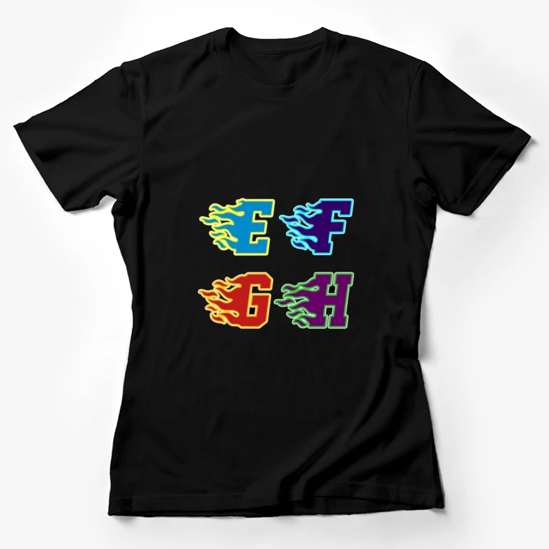 Brennende Buchstaben E, F, G, H Damen T-Shirt