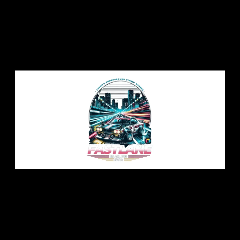 Retro Sports Car Racing Through Neon Cityscape - Synthwave Style Coffee Mug