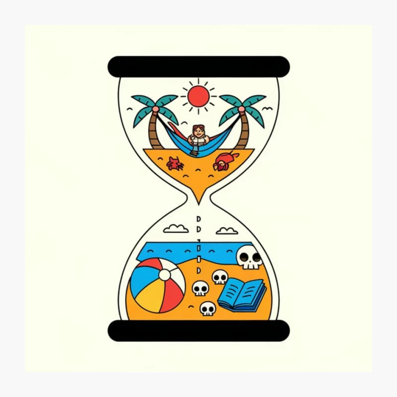 Tropical Summer Vacation: Time Passing in an Hourglass Pin