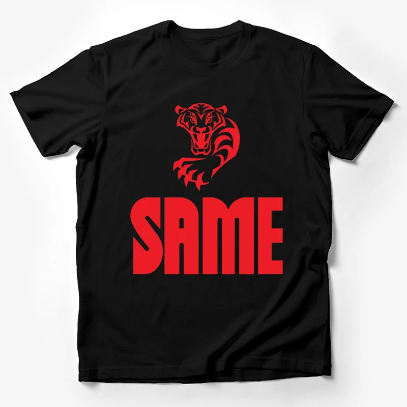 Red Tiger Sports Logo with SAME Text Male T-Shirt