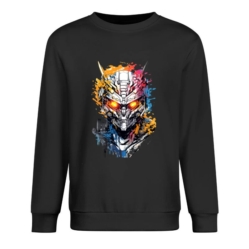 Futuristischer Roboterhelm mit leuchtenden Augen Herren Pullover Sweatshirt