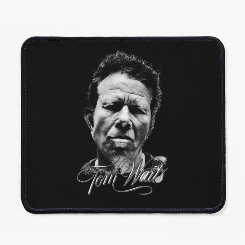 Dramatic Black and White Portrait with Intense Expression Mouse Pad