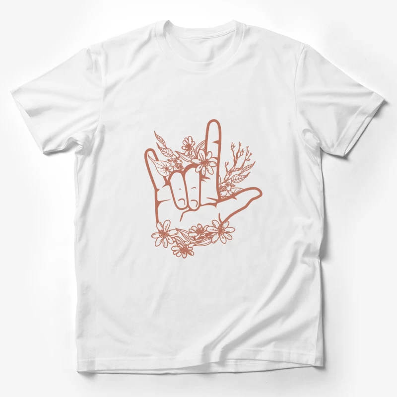 Love Handzeichen mit Blumen Herren T-Shirt