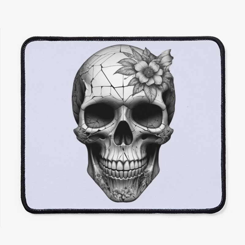 Intricate Floral Skull Design Mouse Pad