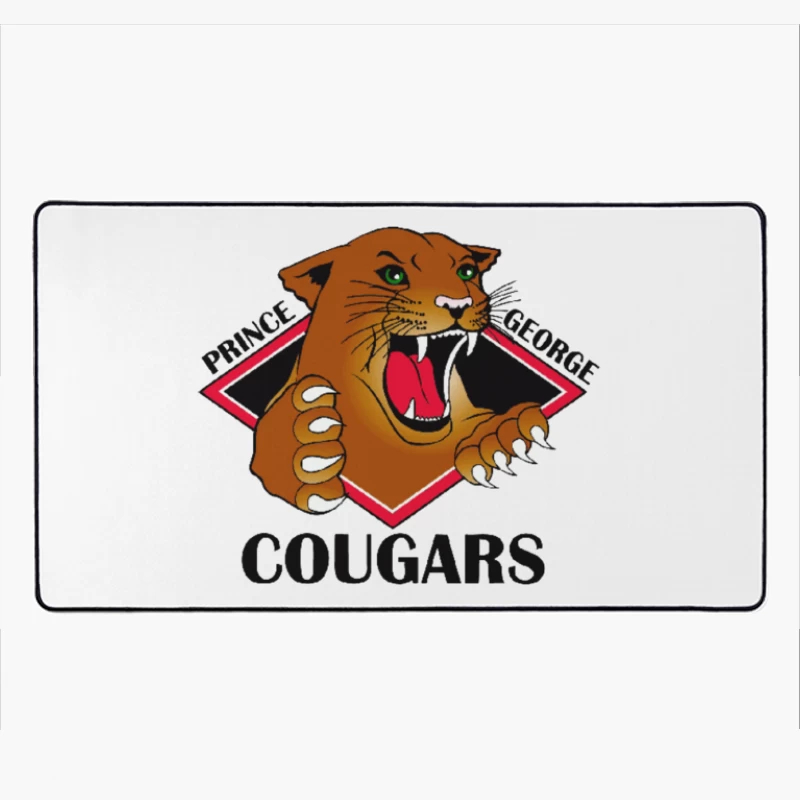 Prince George Cougars Sports Team Logo with Fierce Cougar Mascot Desk Mat