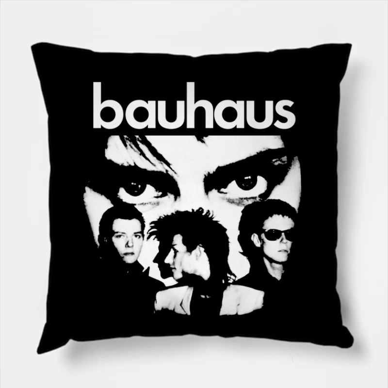 Abstract Bauhaus Portrait Sketch in Black and White Throw Pillow