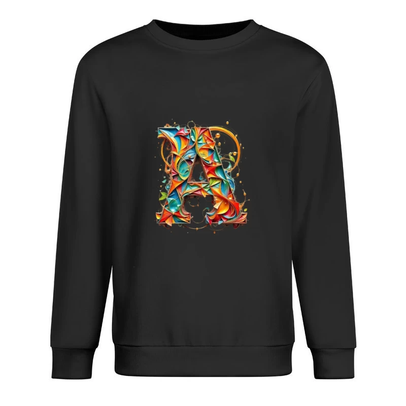 Vibrant Paper Quilled Letter A Typography Art Male Pullover Sweatshirt