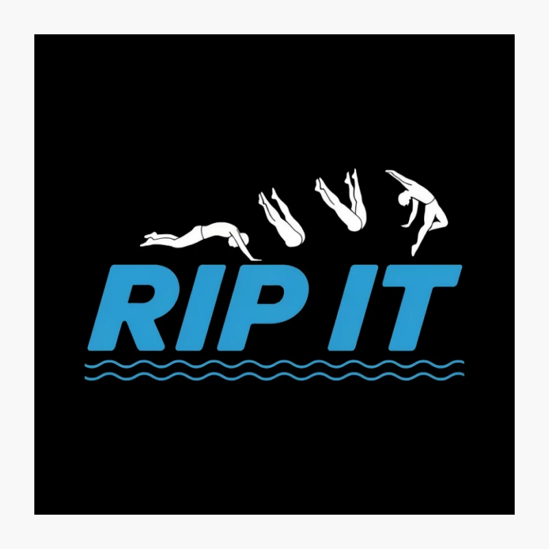Rip It Blue Typography with Water Waves Pin