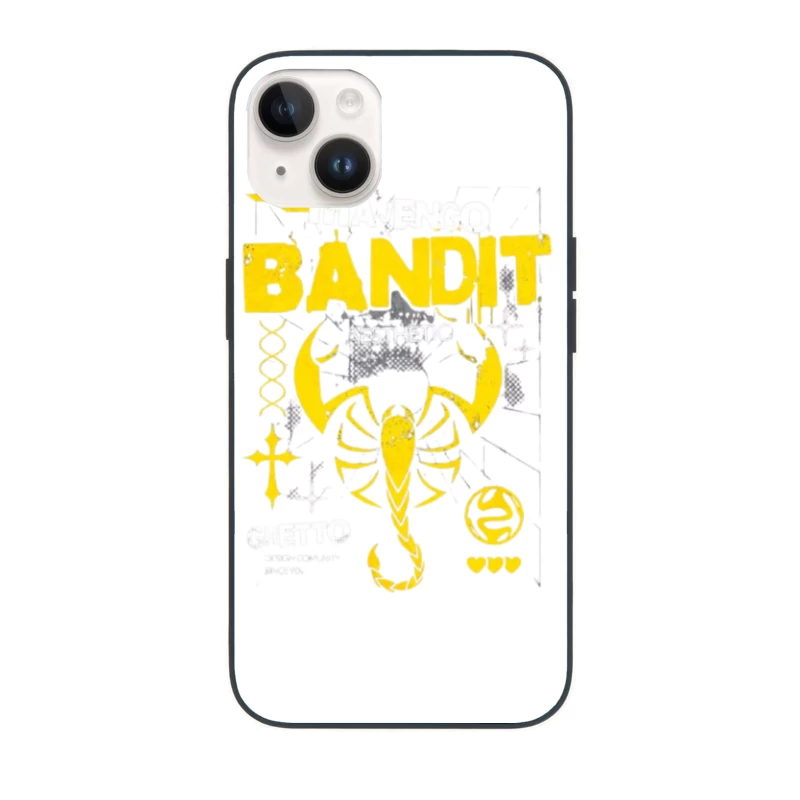 Yellow Bandit Scorpion Grunge Logo Design iPhone Case