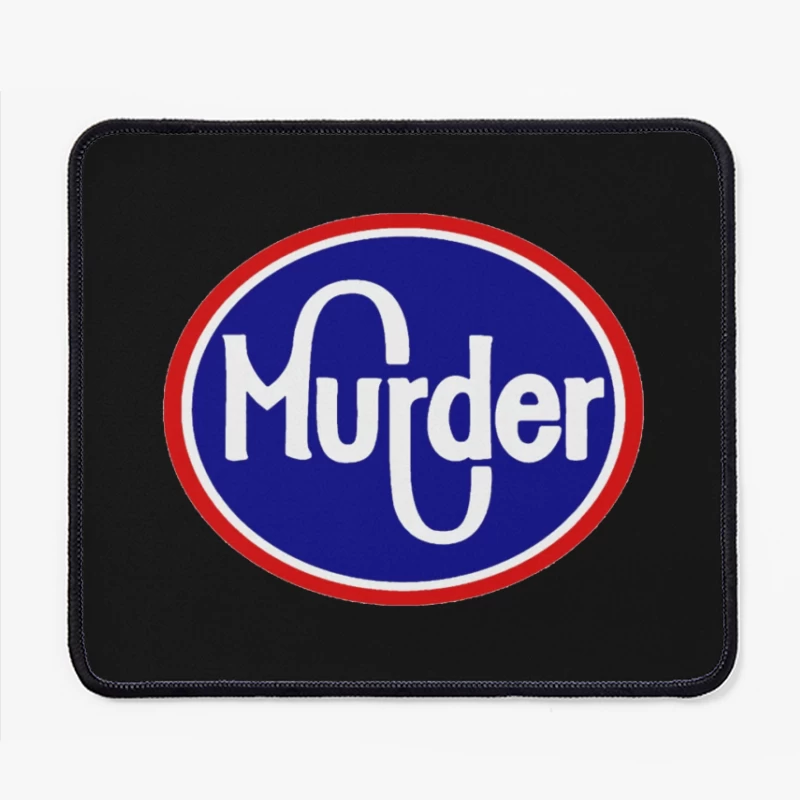 Vintage-Style Murder Text Logo in Blue and Red Mouse Pad